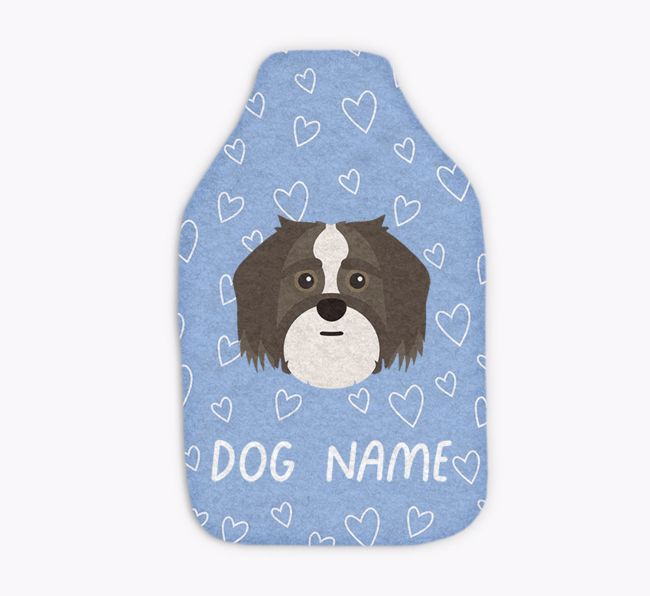 Heart Pattern: Personalised {breedFullName} Hot Water Bottle